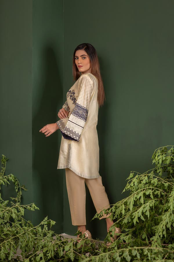 Crepe - Embroidered Lawn Stitch Shirt