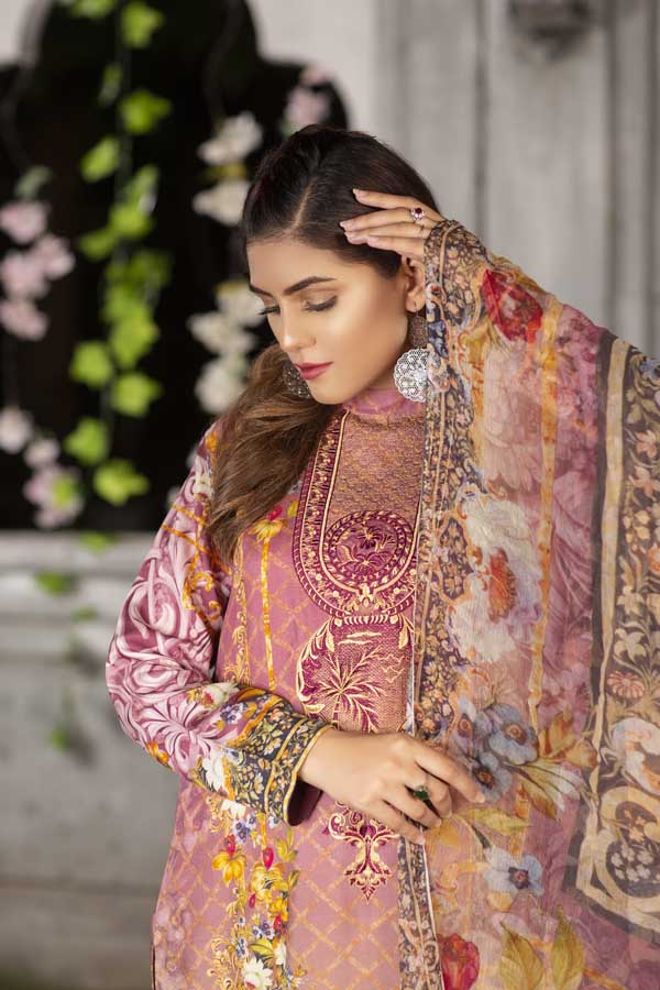 Flamingo - Digital Printed & Embroidered Viscose