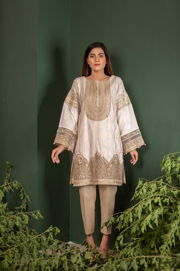Sandcastle - Jacquard Embroidered Unstitch 2 Piece