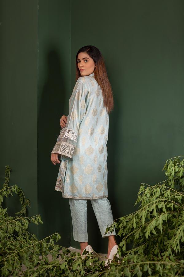 Comflower - Jacquard Embroidered Unstitch 2 Piece