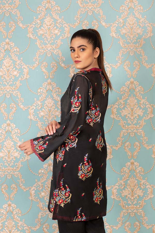 Black Lily - Stitched Embroidered Swiss Shirt