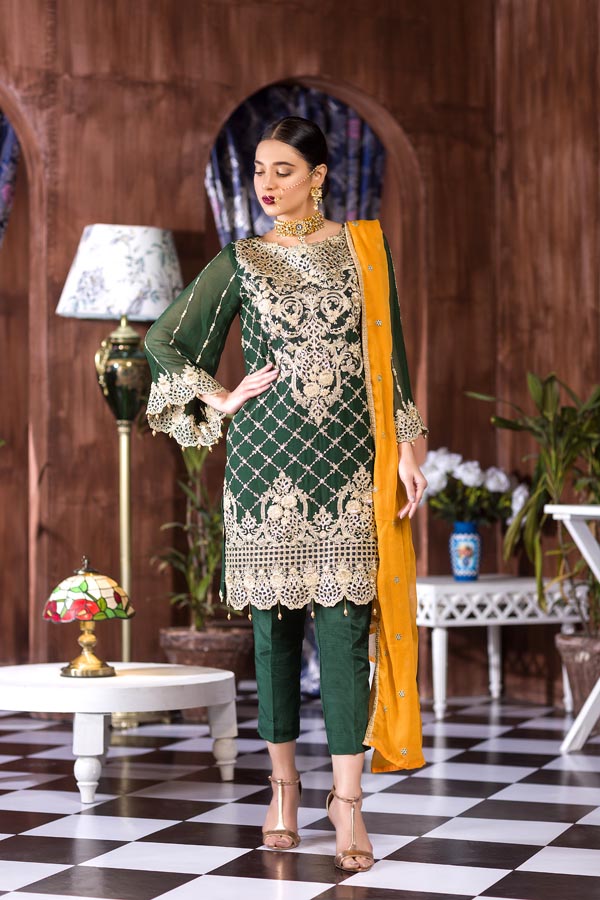 Spring Lime - Luxury Embroidered Chiffon
