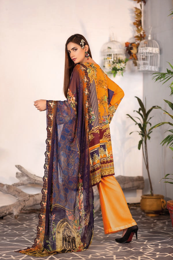Sun Flower - Digital Embroidered Karandi