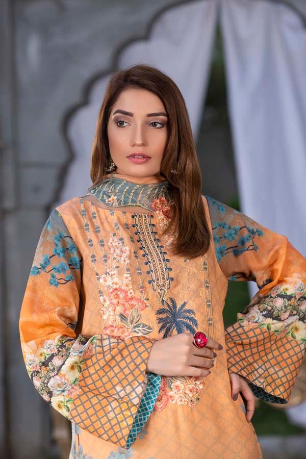 Golden Sand Digital Printed & Embroidered Karandi 3PC