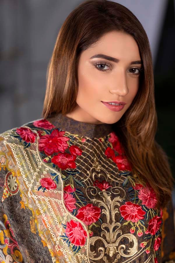 Floral Mud Digital Printed & Embroidered Karandi 3PC