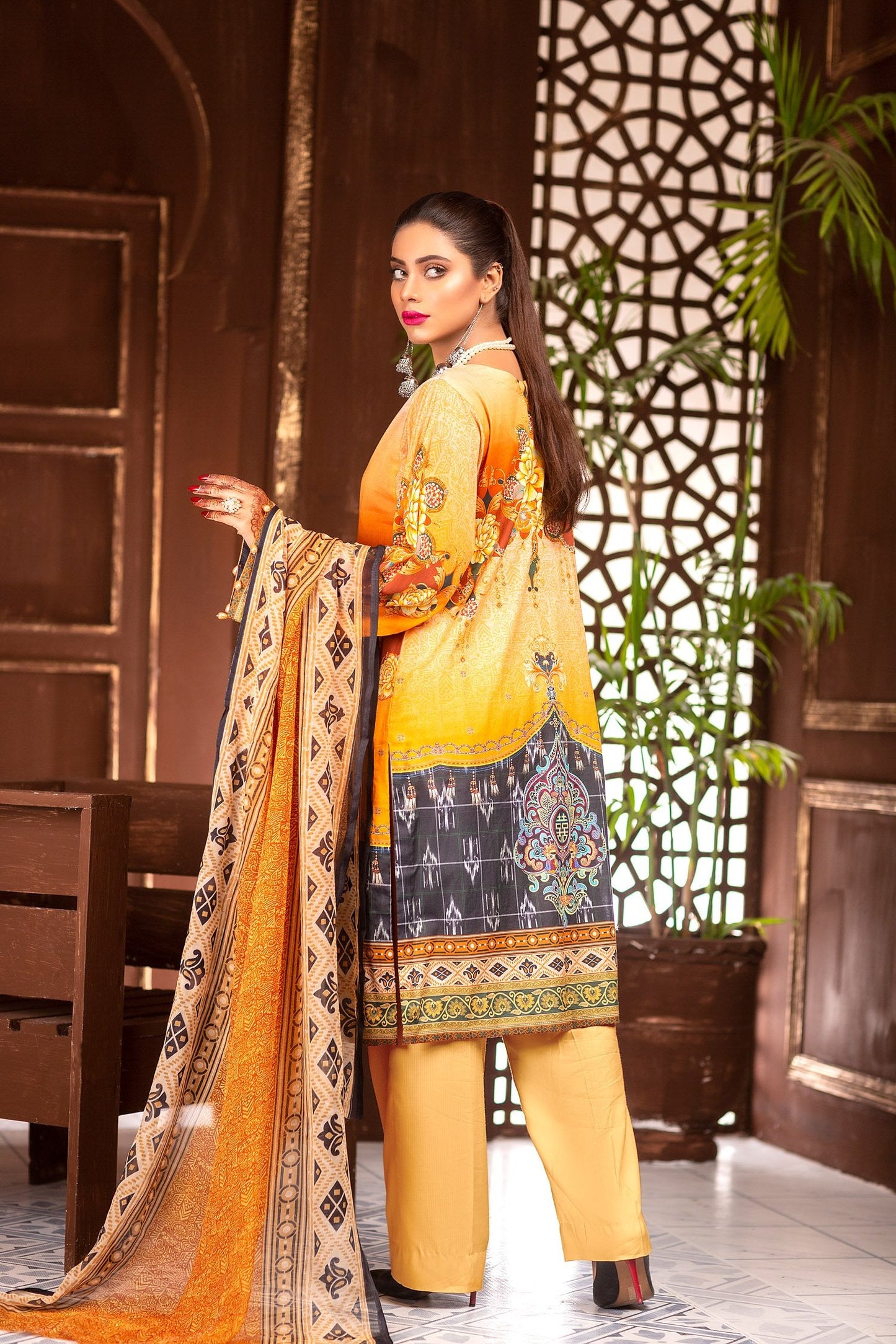 Burn Glow - Digital Printed & Embroidered Lawn Unstitch