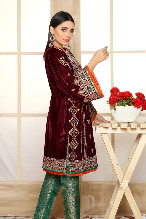 Calvert - Embroidered Velvet Unstitch 2PC