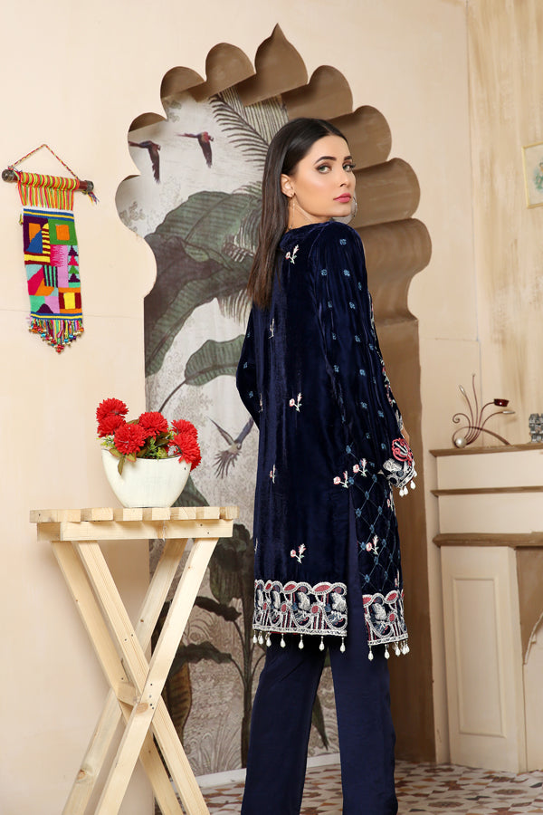 Birdie - Embroidered Velvet Unstitch 2PC