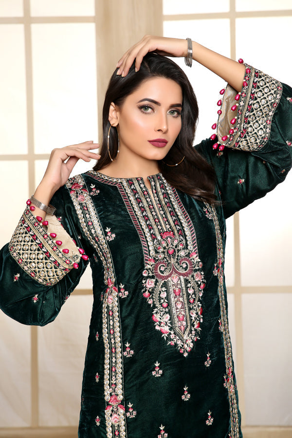 Brace - Embroidered Velvet Unstitch 2PC