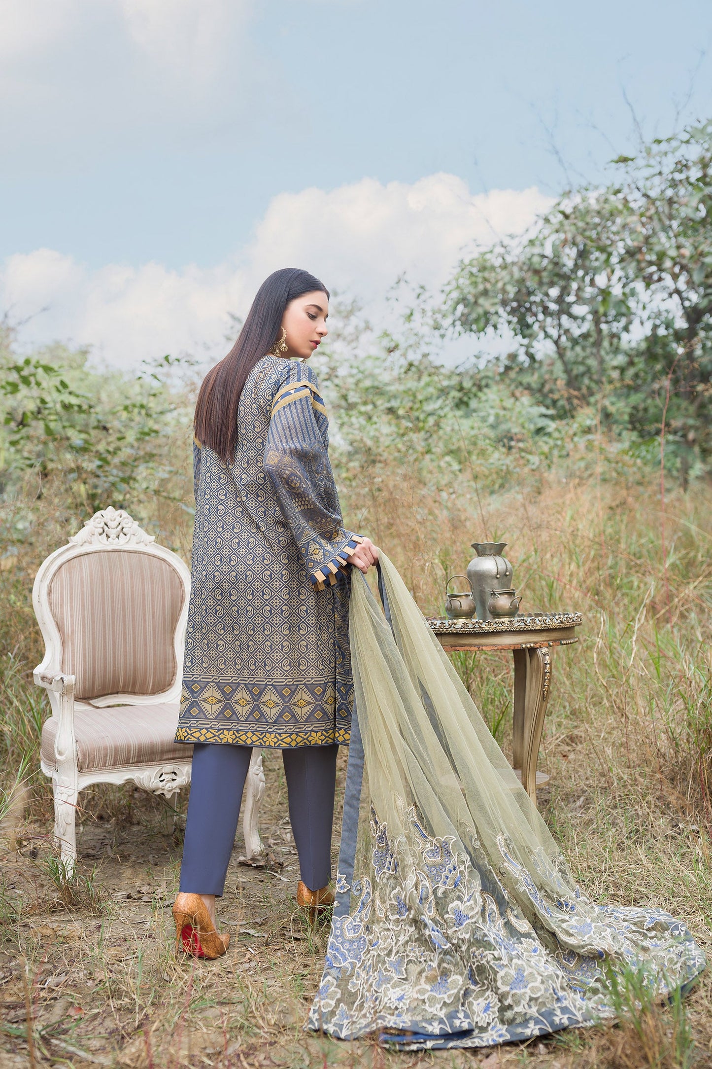 Aurin - Digital Embroidered Swiss Voil 3PC