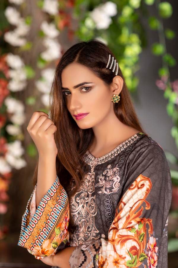 Cicely - Digital Printed & Embroidered Linen 3PC