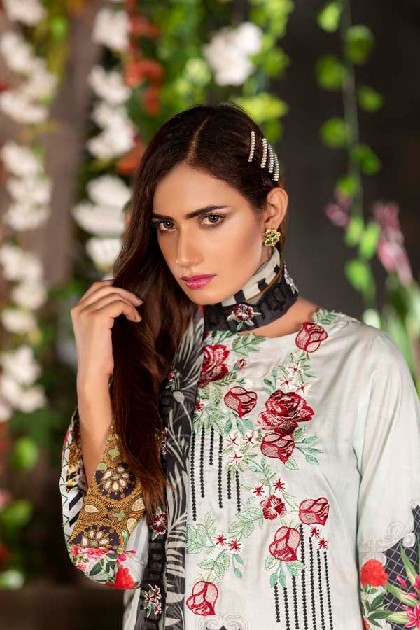 Cedar - Digital Printed & Embroidered Linen 3PC