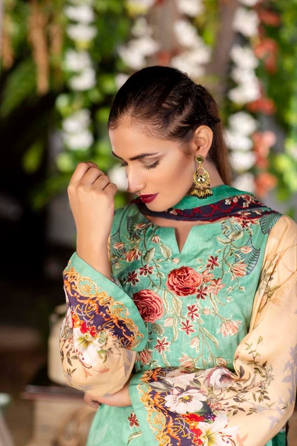 Tamarin - Digital Printed & Embroidered Linen 3PC