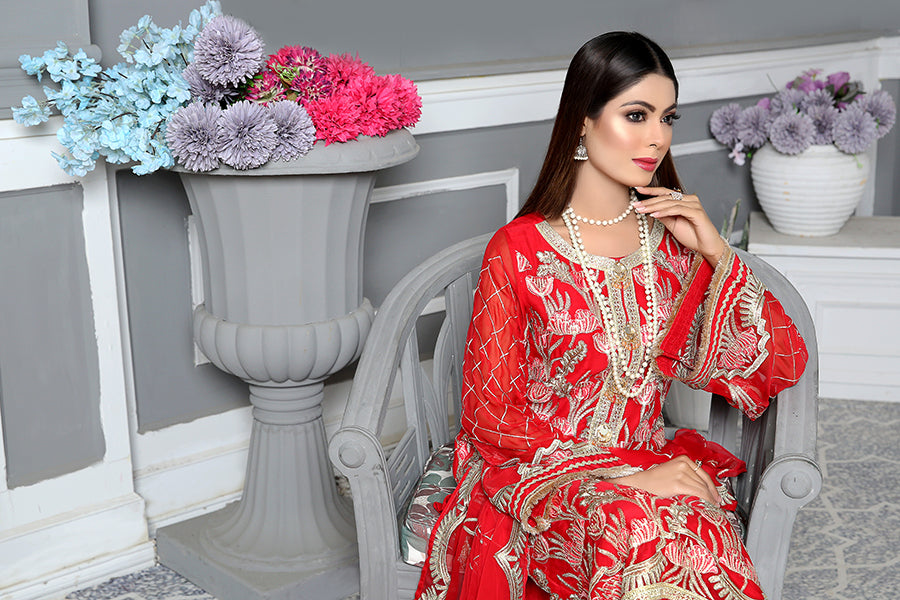 Carnelian - Luxury Desire Embroidered Chiffon 3PC