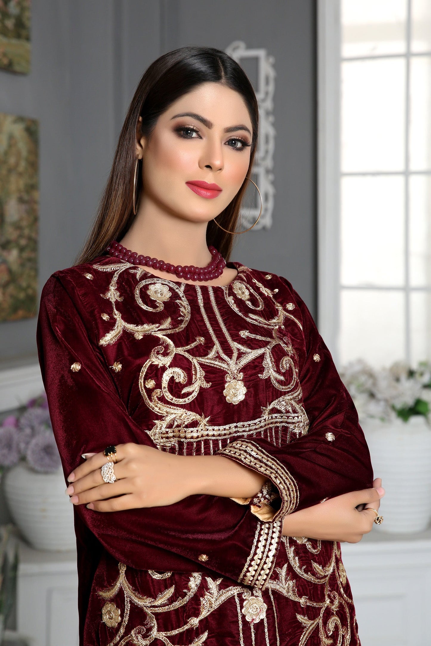 Cosmos - Embroidered Velvet Unstitch Kurti