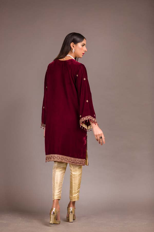 Castro - Embroidered Velvet Unstitch Kurti
