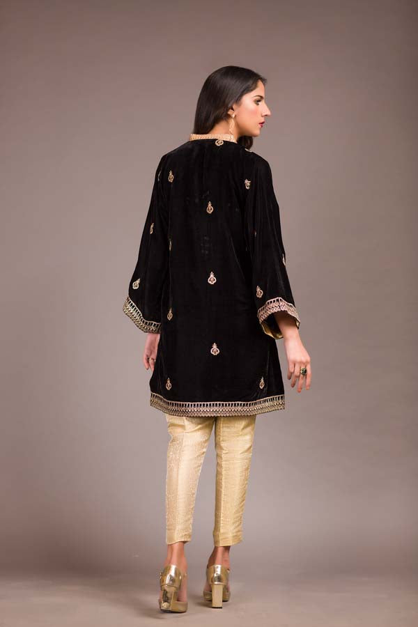 Elgum - Embroidered Velvet Unstitch Kurti