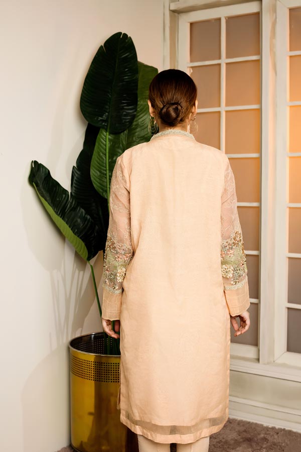 Calm Shell - Hand Embellished Embroidered Organza Shirt