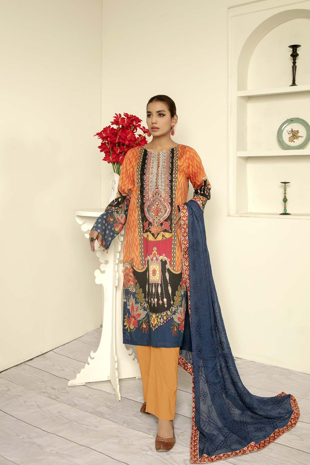 Barium - Digital Printed & Embroidered Lawn