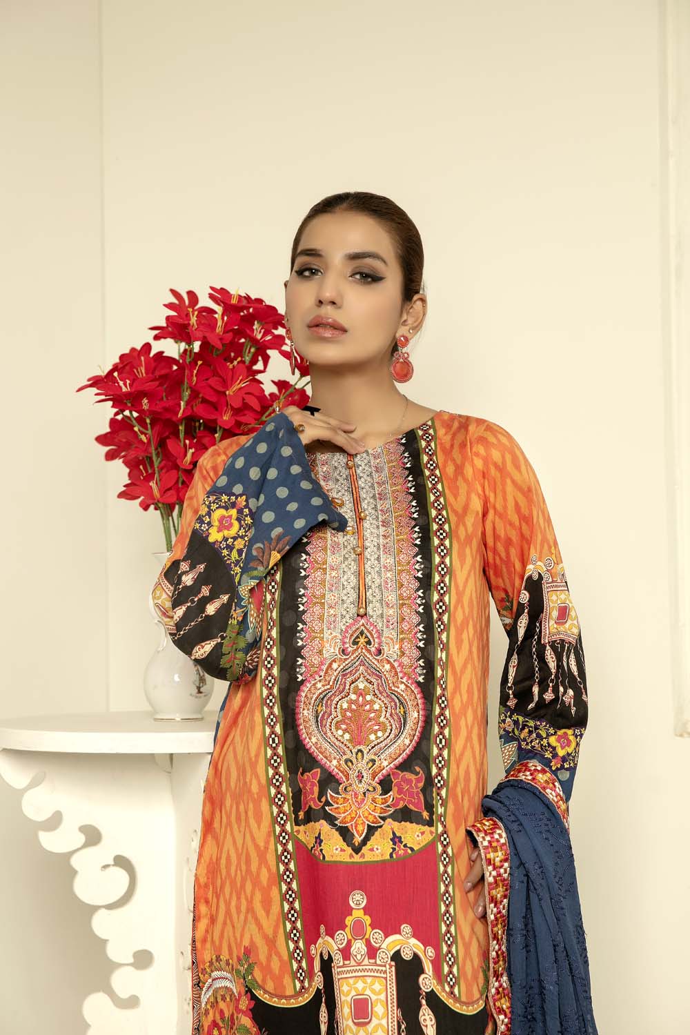 Barium - Digital Printed & Embroidered Lawn