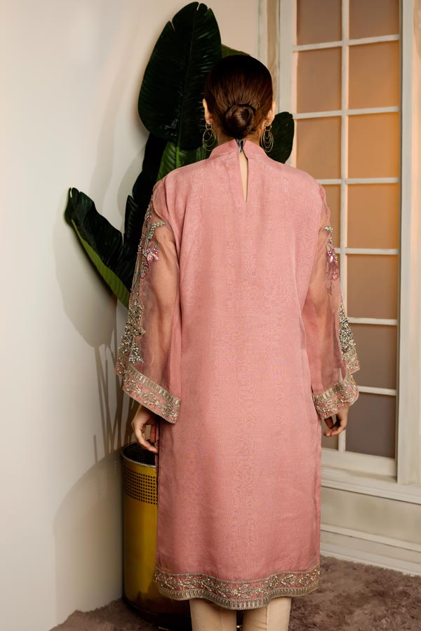 ORIENTAL PINK - HAND EMBELLISHED EMBROIDERED ORGANZA STITCHED