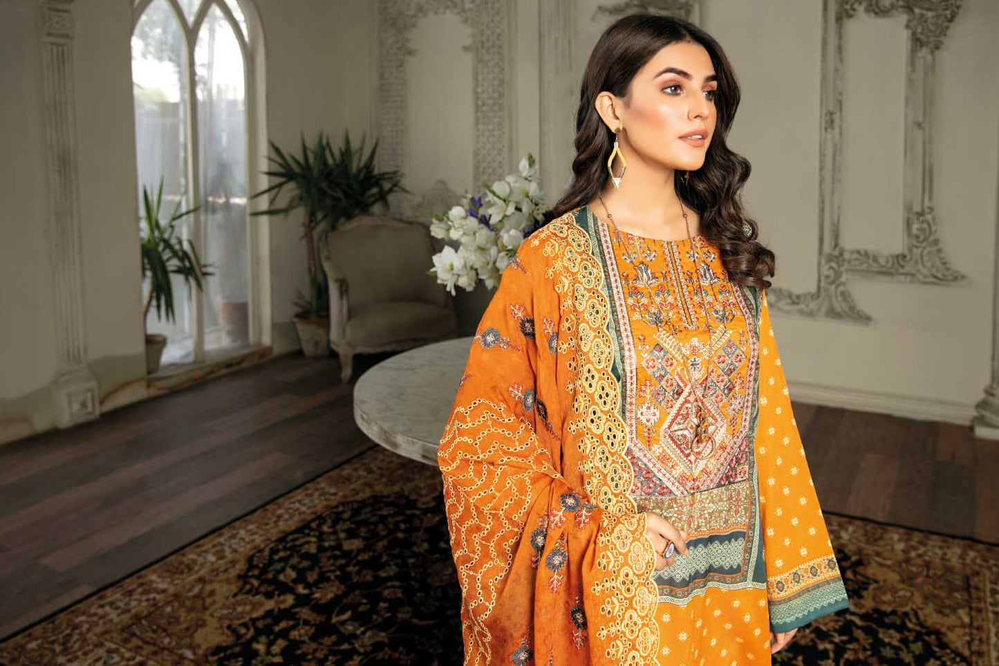 SunFlower - Digital Printed & Embroidered Lawn 3PC