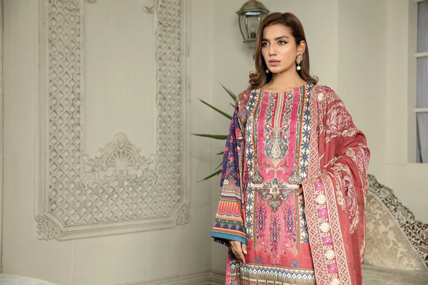 Bliss Rose - Digital Printed & Embroidered Lawn 3 piece