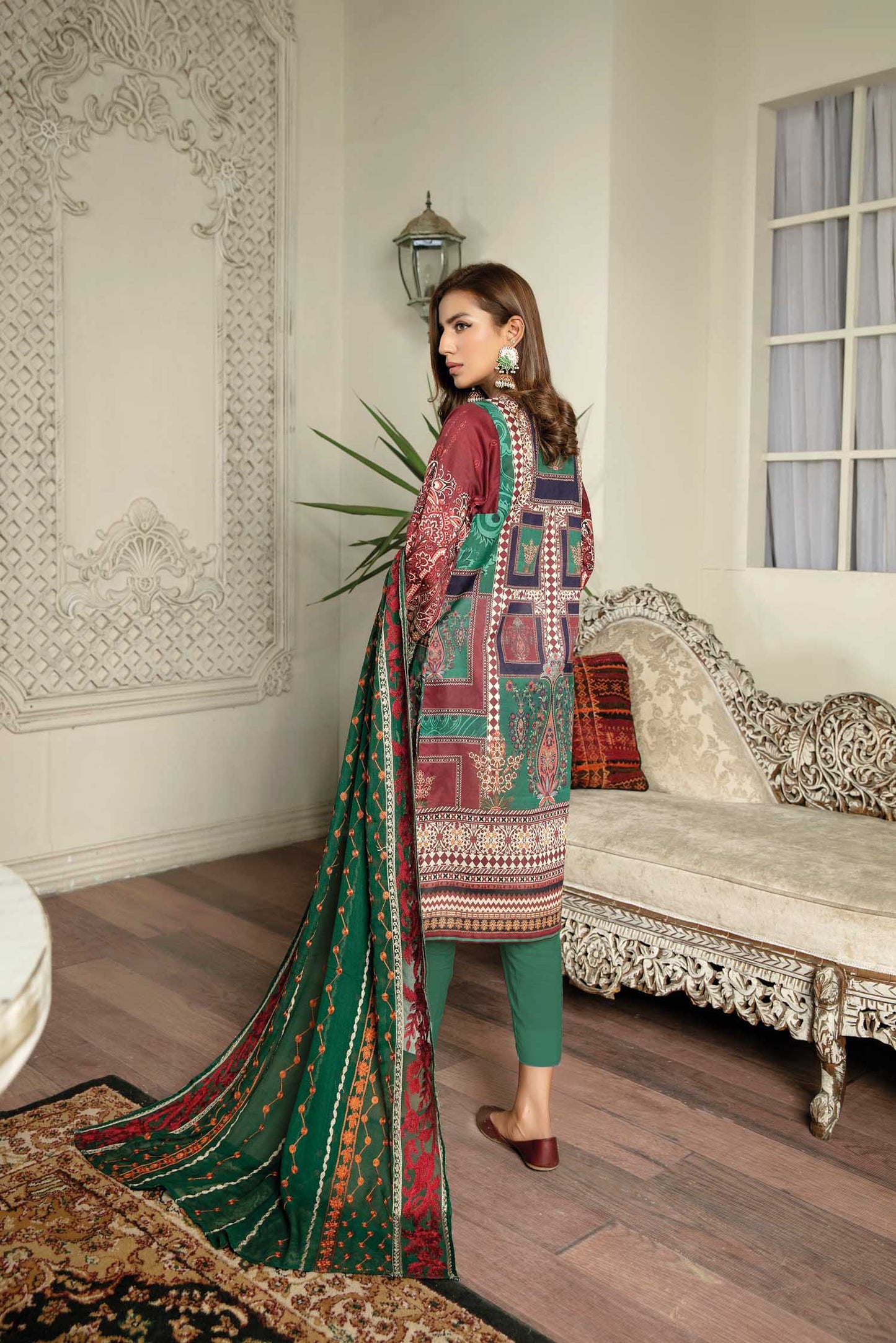 Sawary Green - Digital Printed & Embroidered Lawn 3 piece