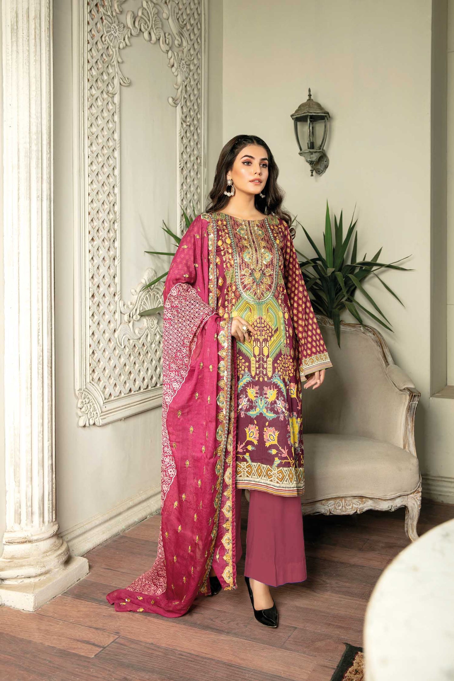 Cultrual Prey - Digital Printed & Embroidered Lawn 3PC