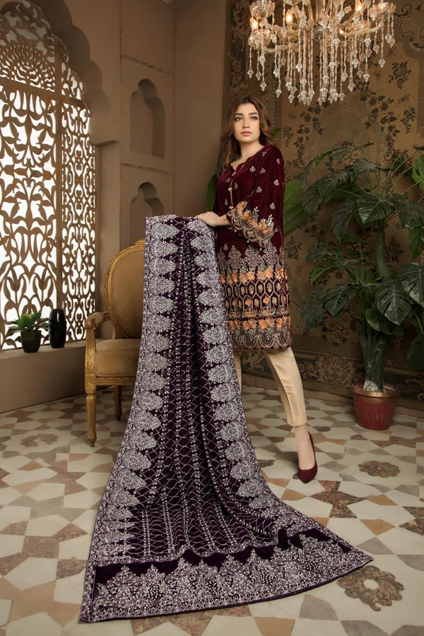 Esther - Hand Embellished Velvet Shawl