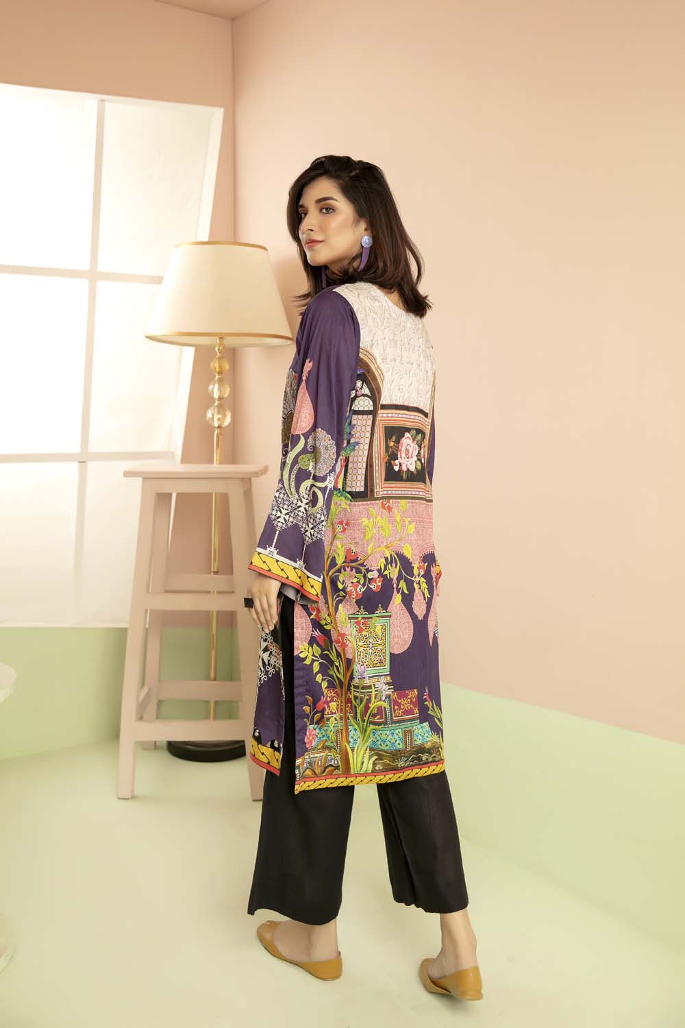 Glitter Purple - Printed Stitch Kurti