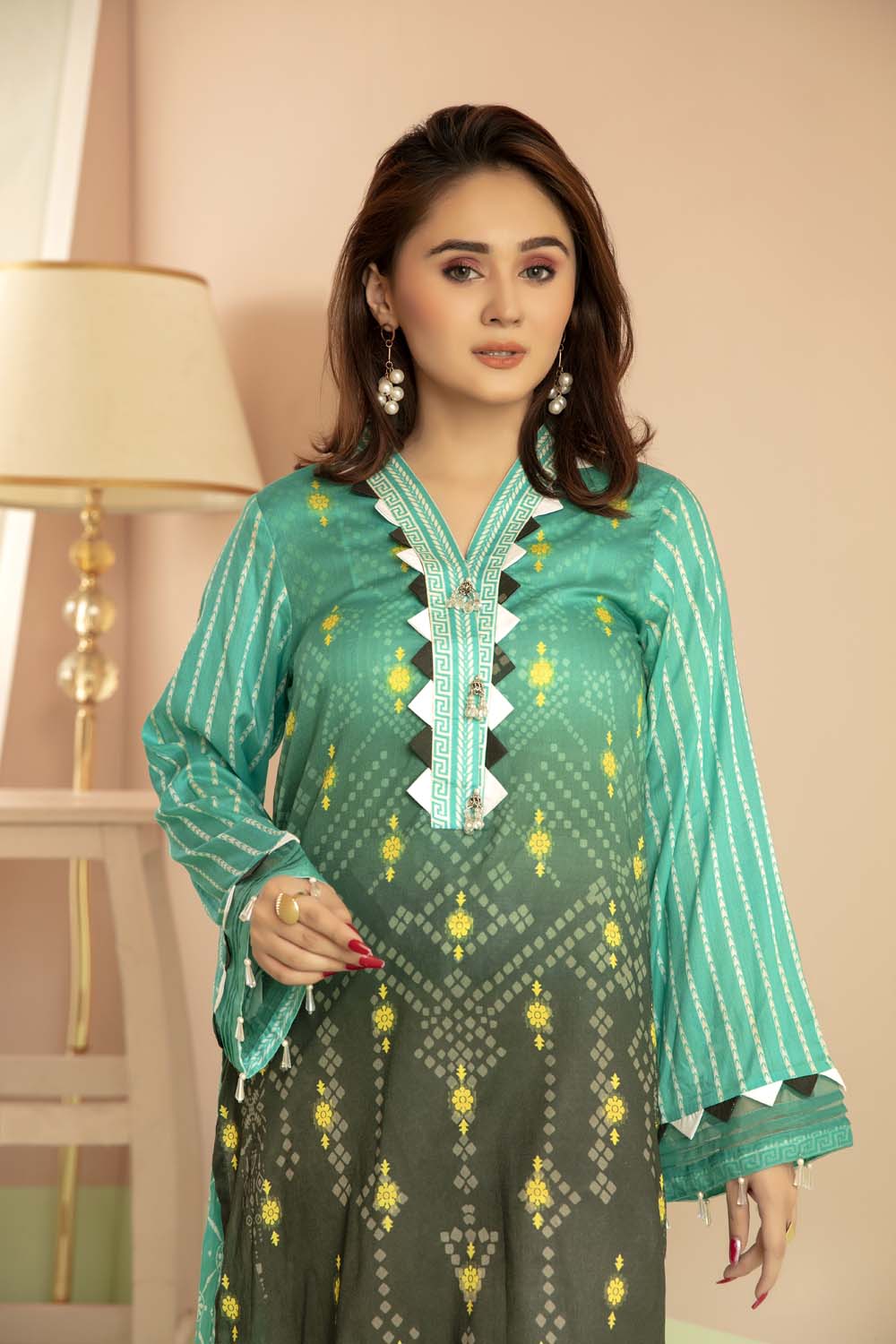 Aqua Deep - Printed Stitch Kurti