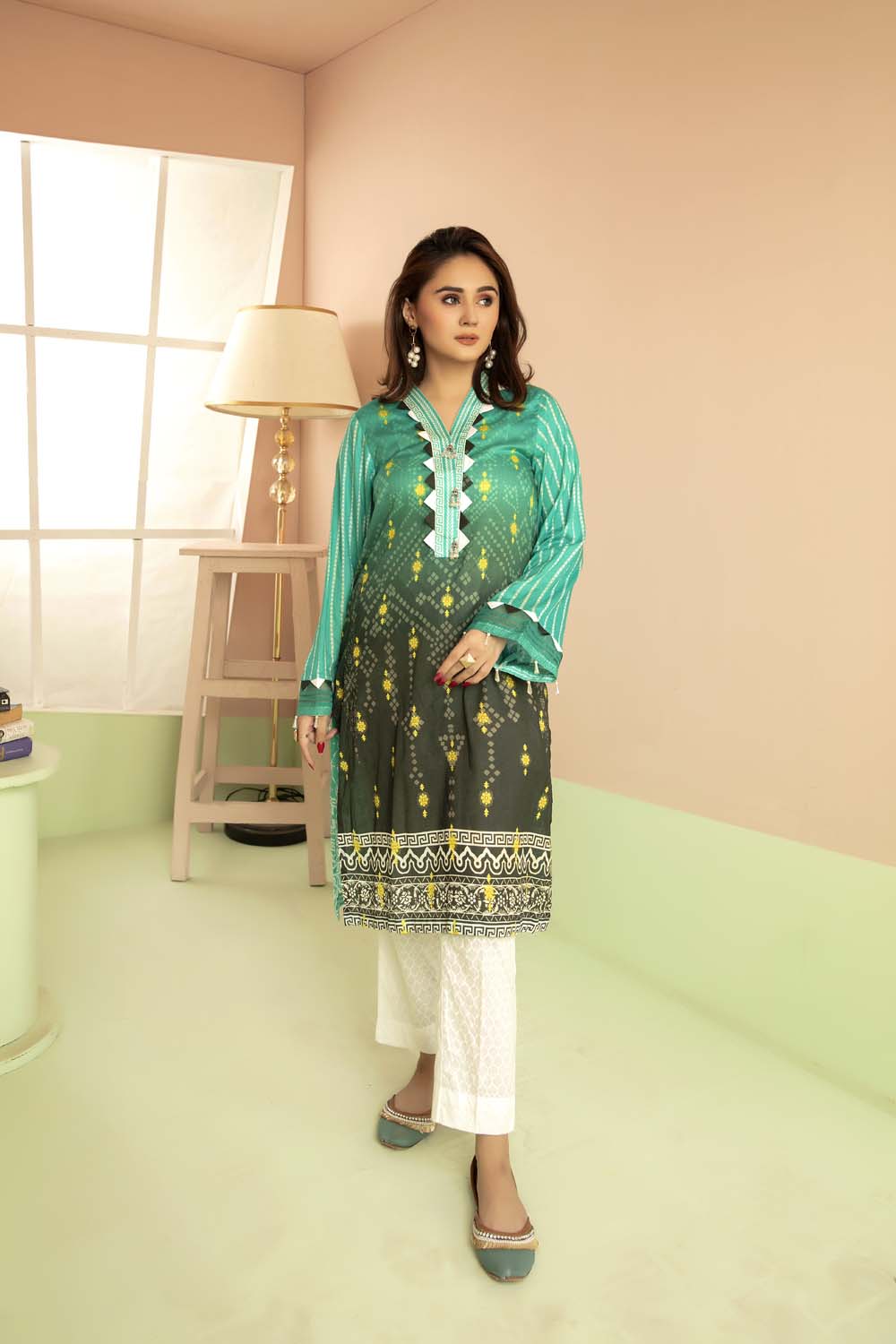 Aqua Deep - Printed Stitch Kurti