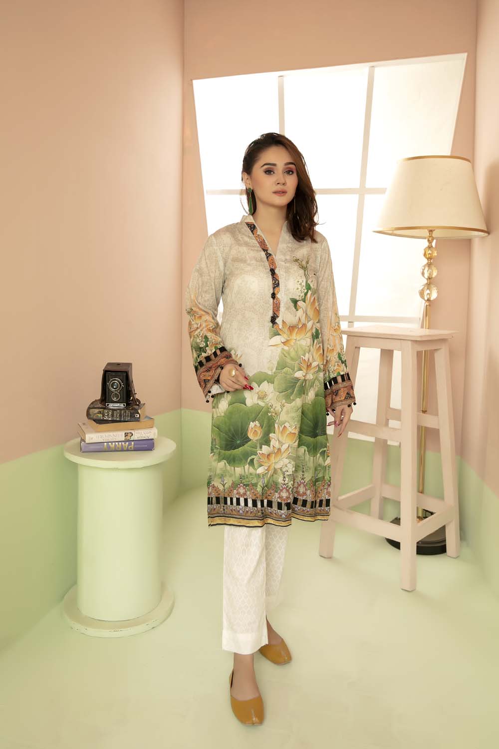 Sea Green - Printed Stitch Kurti