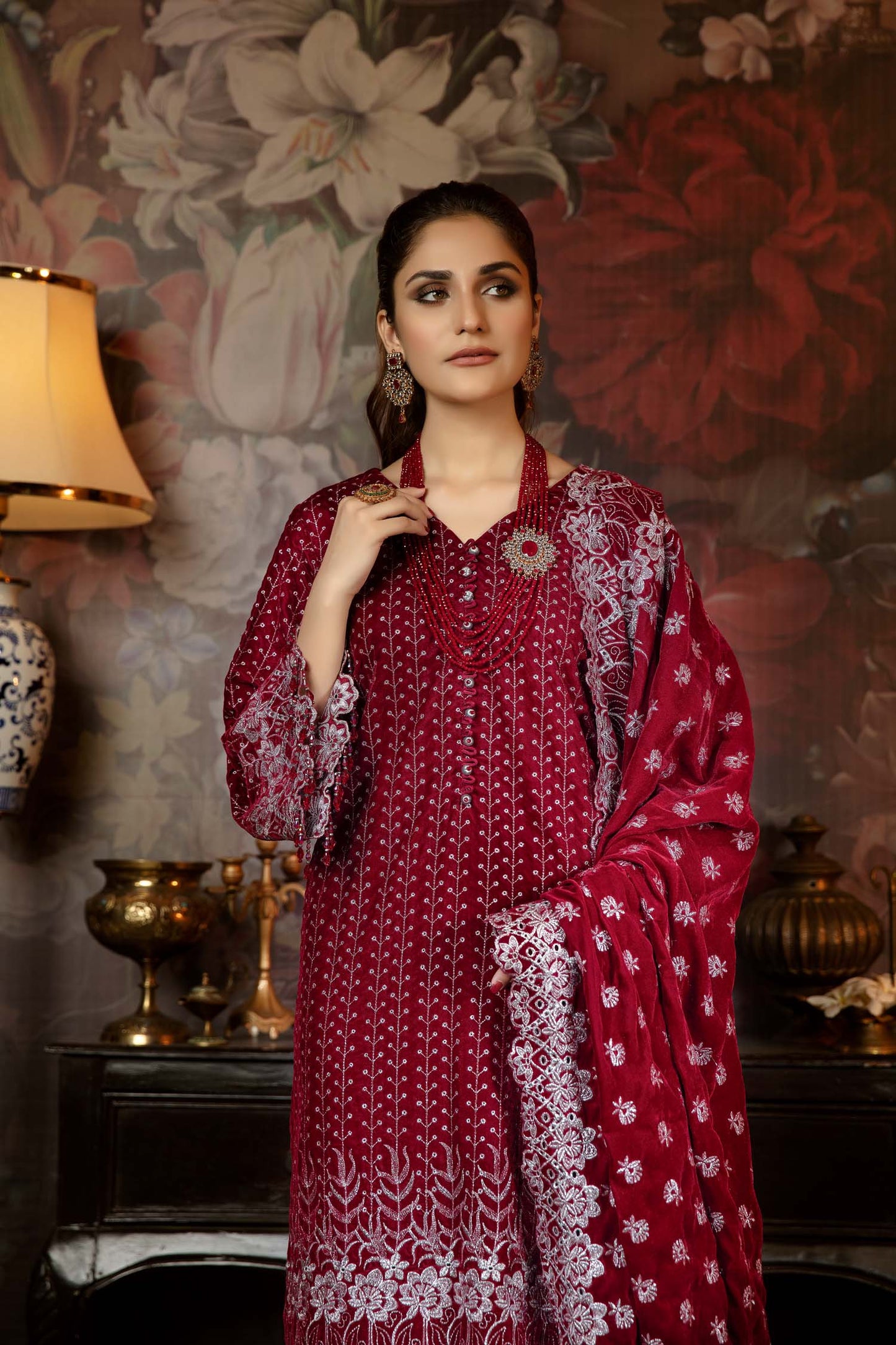 Marish - Embroidered Velvet 3 Piece unstitch