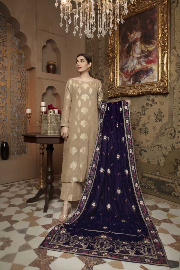 Daisy Bush - Embroidered Velvet Shawl