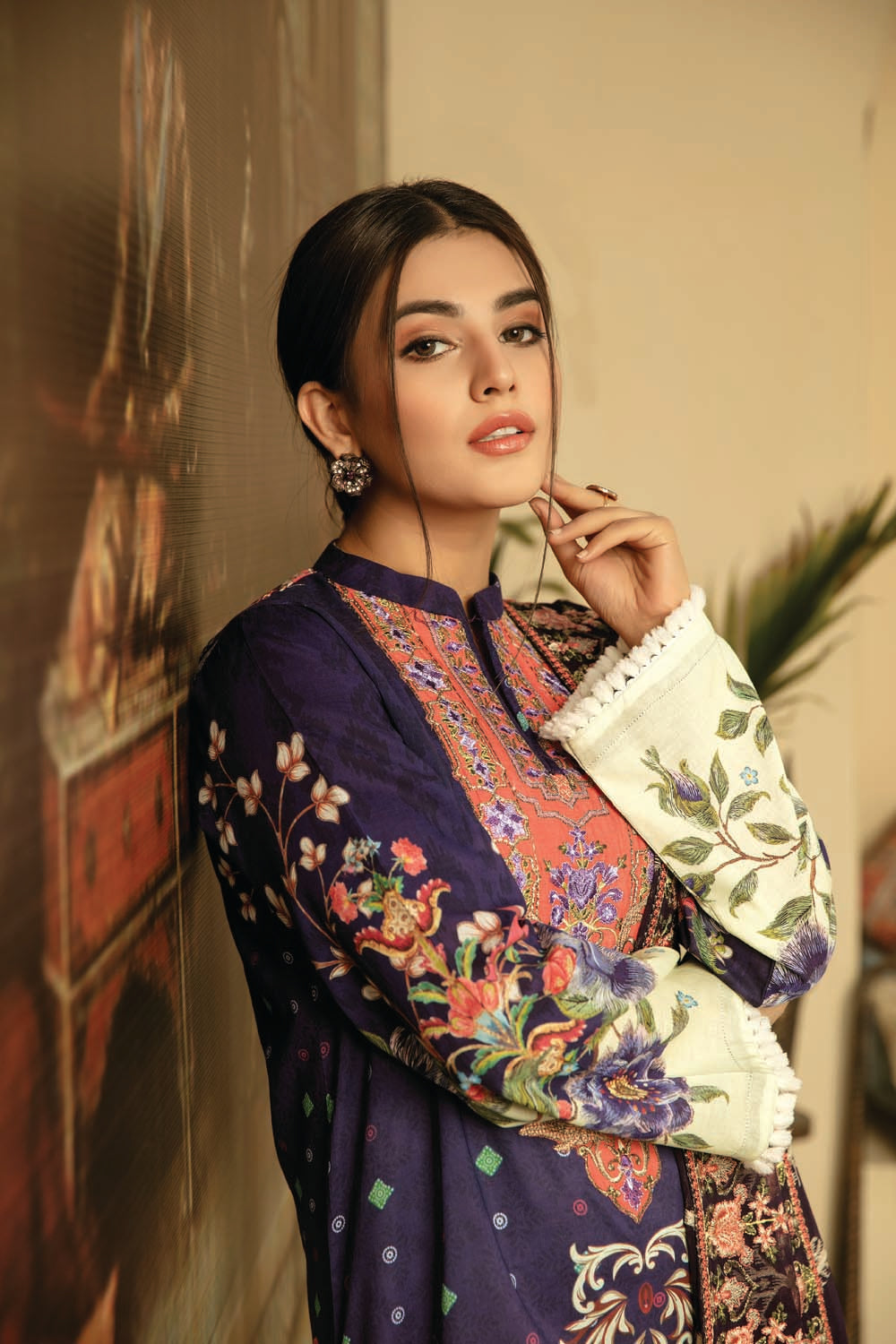 Purple Pace - Digital Printed And Embroidered Suvic Lawn