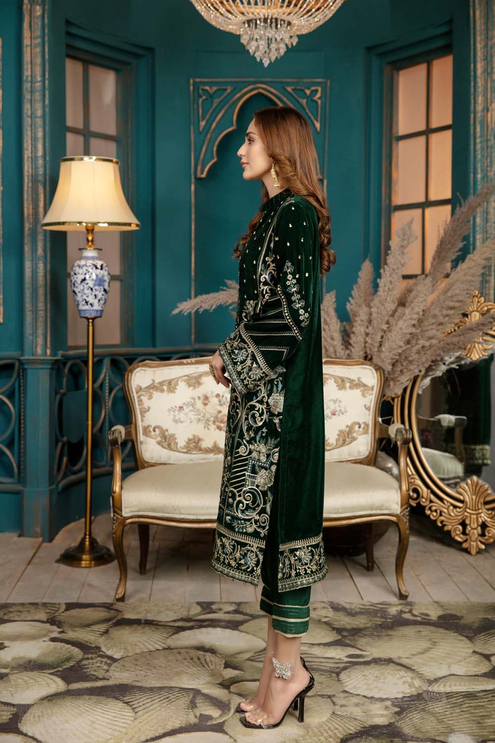 Forest Green - Stitched Embroidered Velvet 2PC