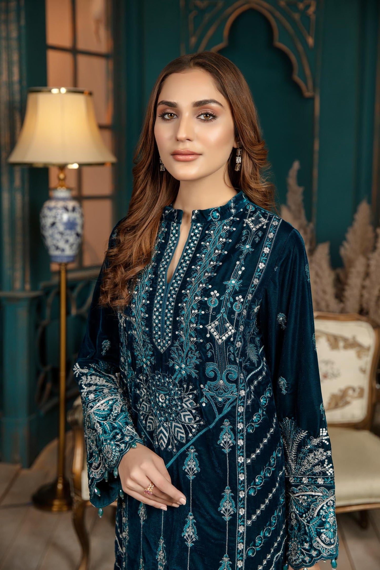 Piled - Stitched Embroidered Velvet 2PC