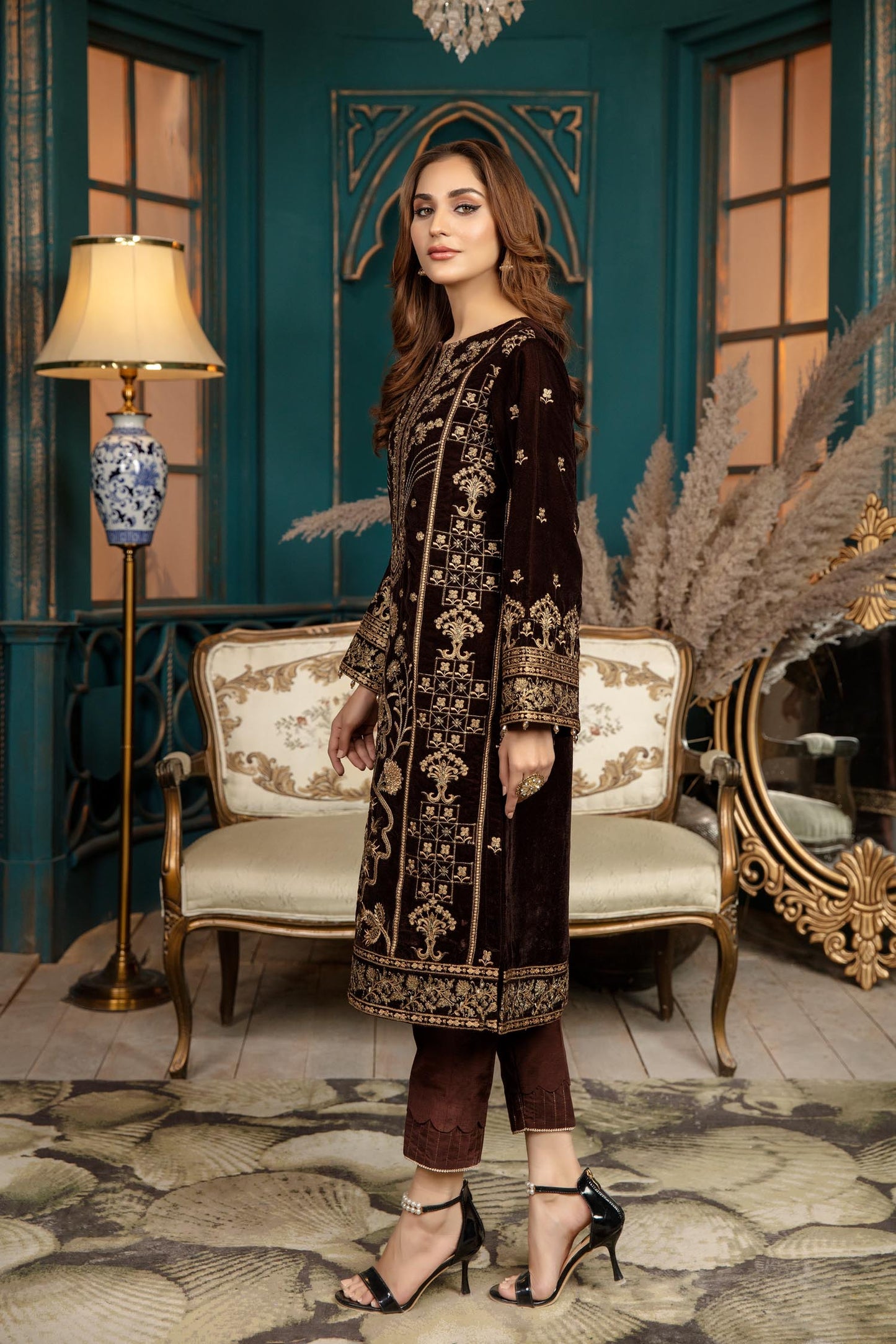 Chelin - Stitched Embroidered Velvet 2PC