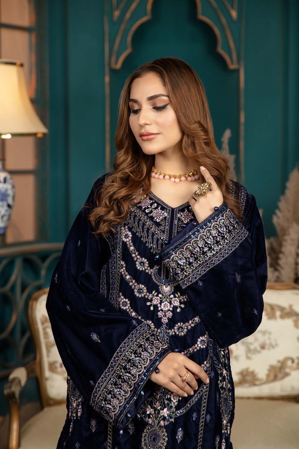 Sarlin - Stitched Embroidered Velvet 2PC