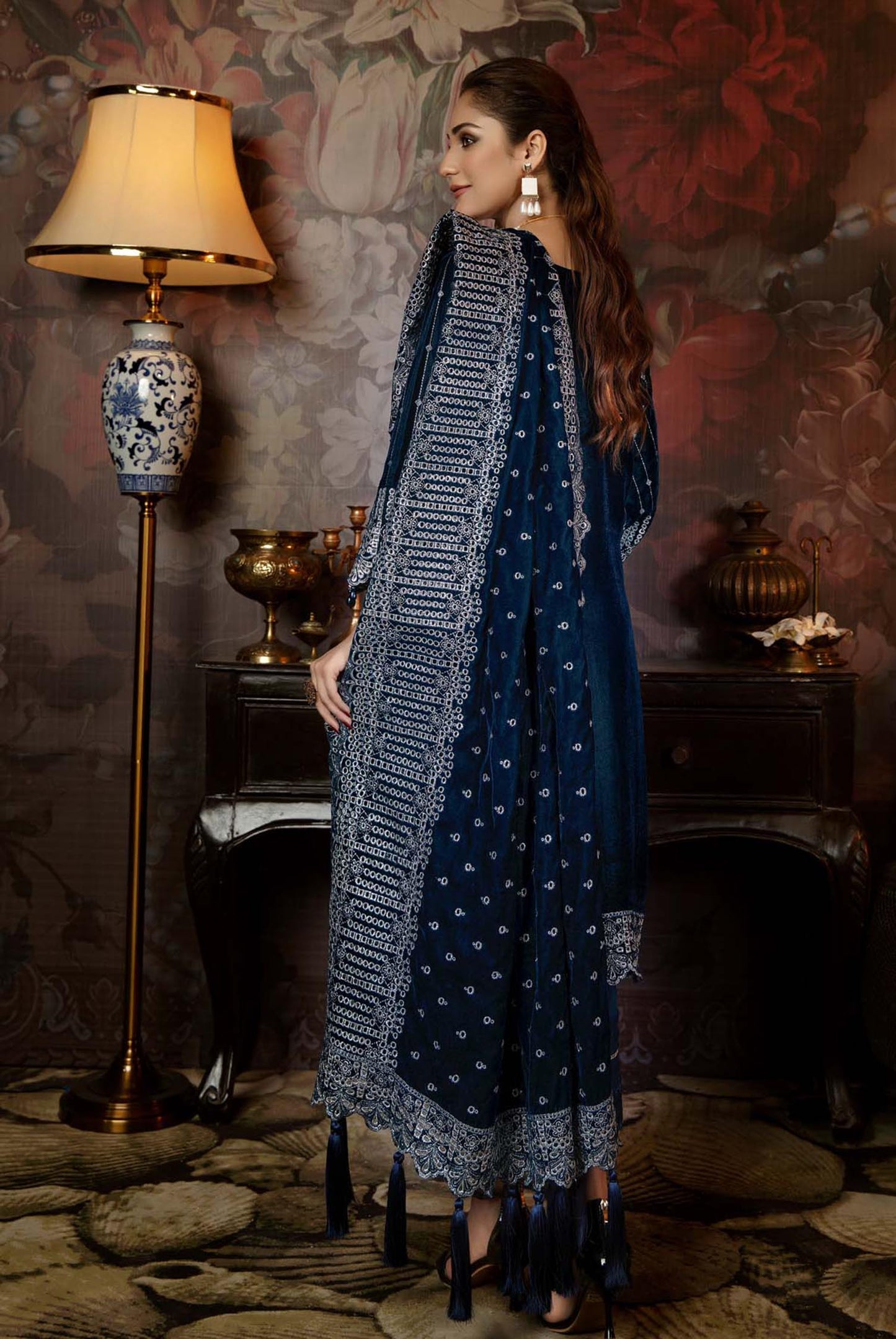 Aster Blaze - Embroidered Velvet 3 Piece unstitch