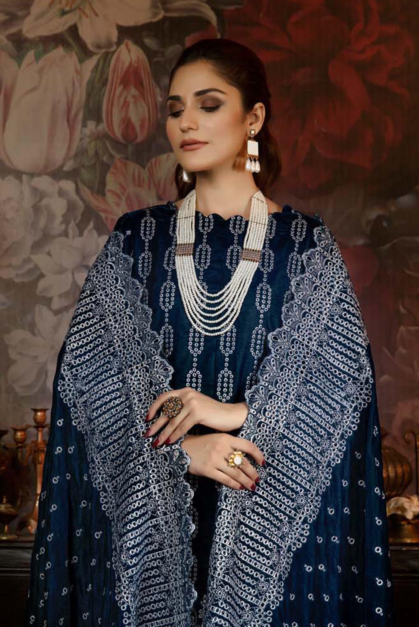 Aster Blaze - Embroidered Velvet 3 Piece unstitch