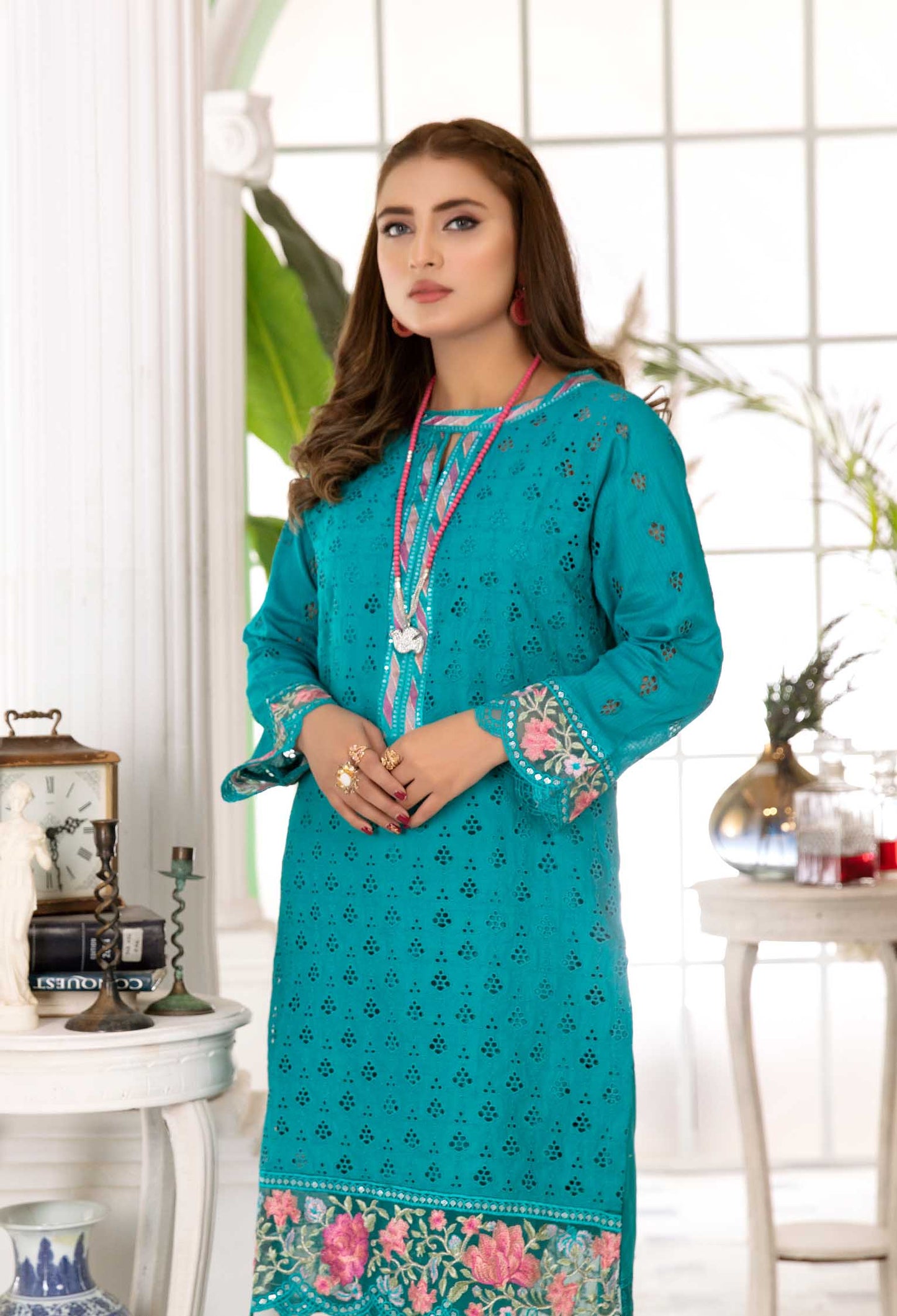 Mauve - Embroidered Stitch Chikankari Shirt