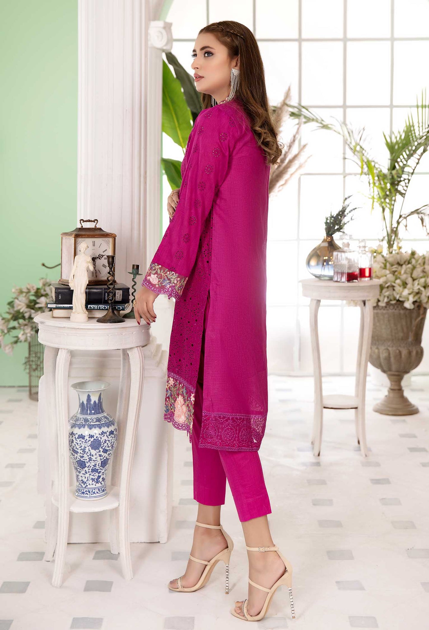 Taffy Pink - Embroidered Stitch Chikankari Shirt