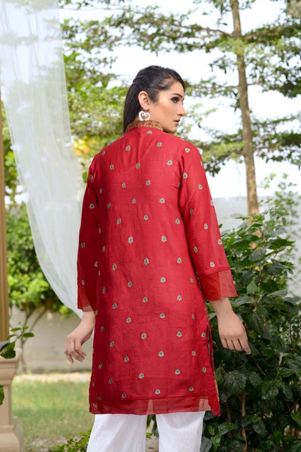 Carnation - Stitched Embroidered Swiss Shirt