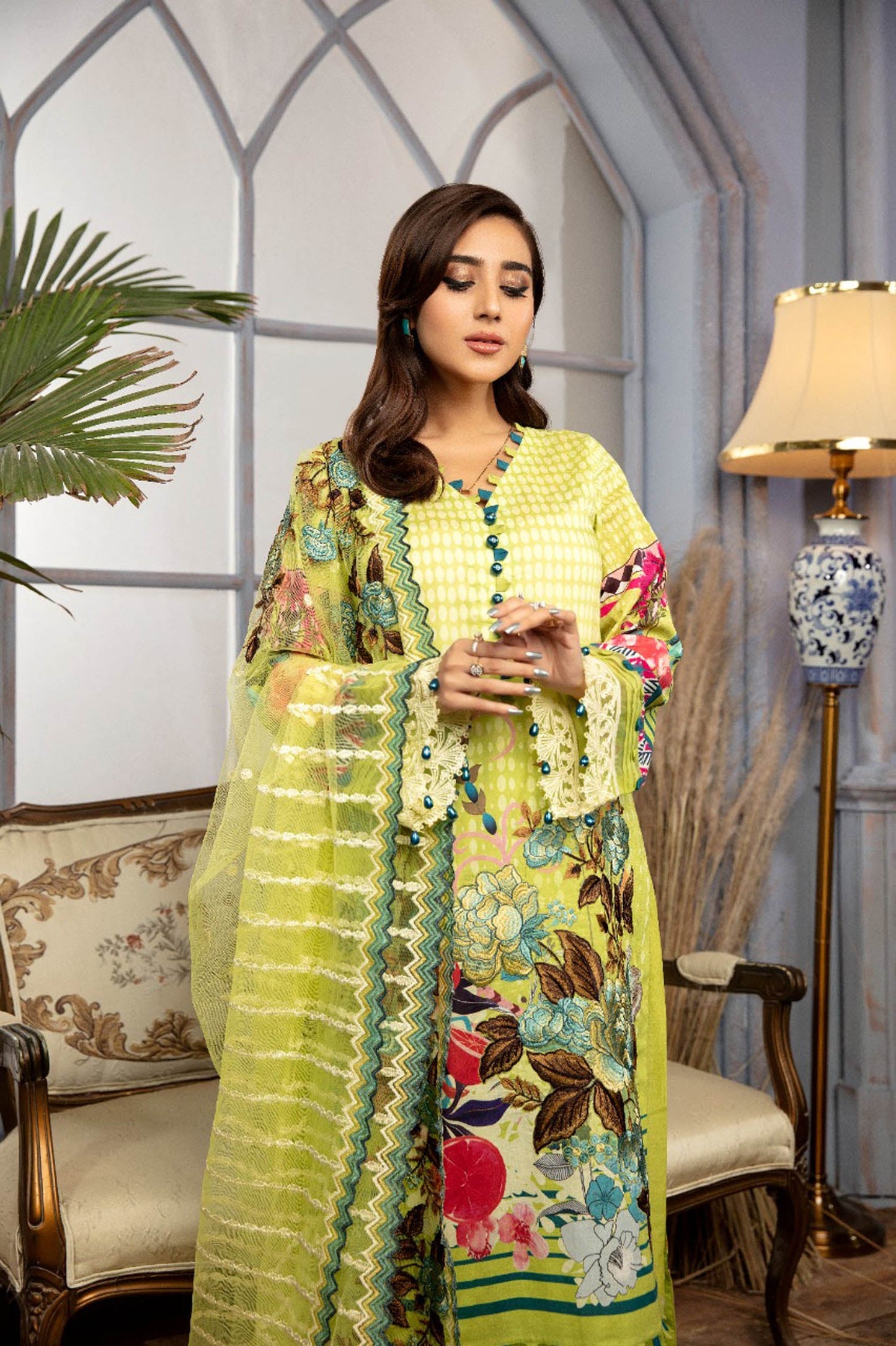 Felicia - Digital Printed & Schiffli Embroidered Lawn 3PC