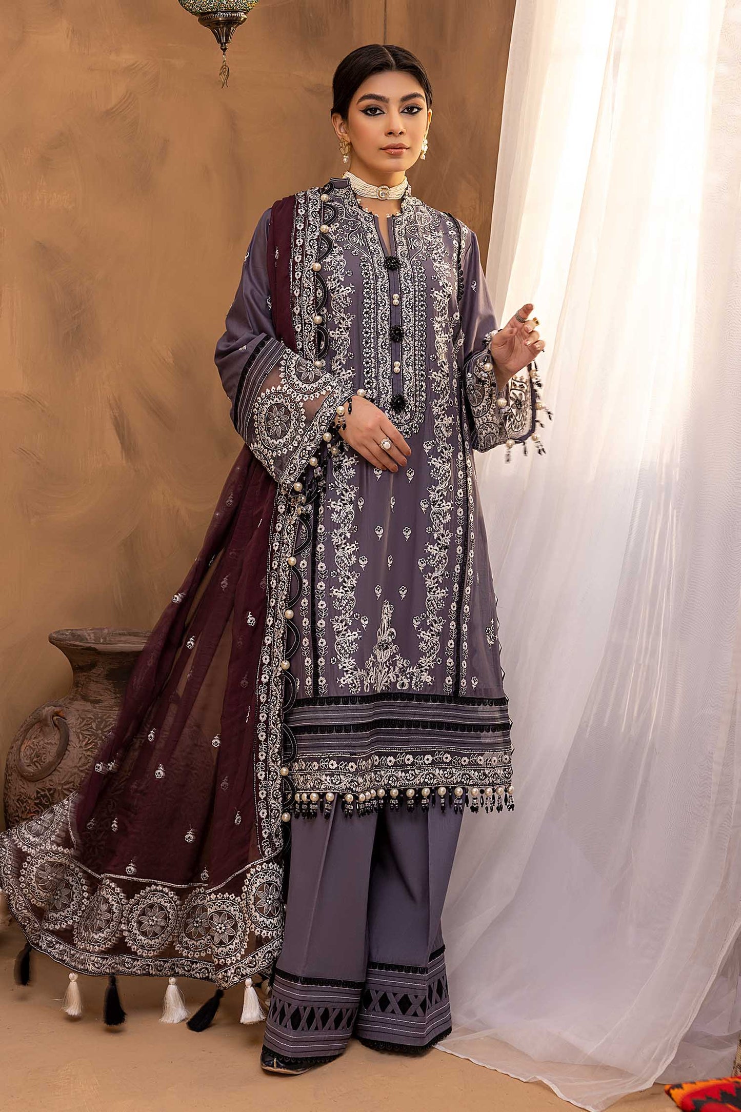 Purple Taupe - Exclusive Unstitch Lawn