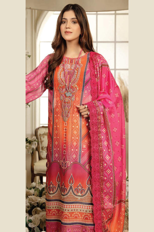 Wazel Charm - Digital Printed & Embroidered Swiss Voil 3PC