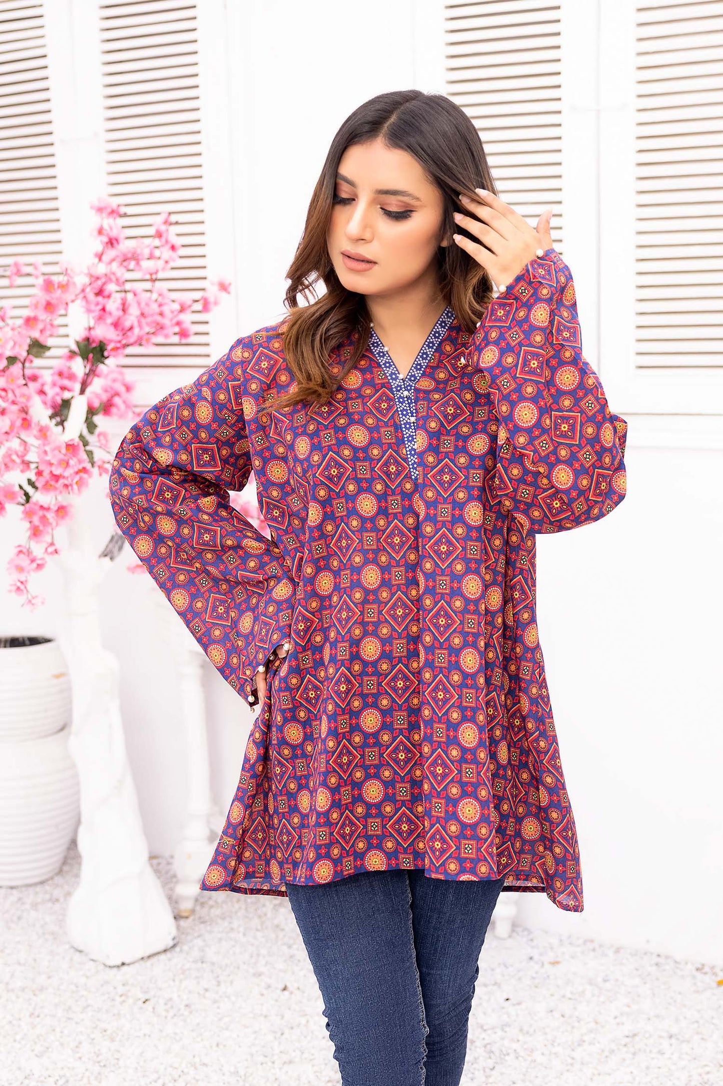 Fame Brick - Digital Printed Stitched Lawn Kurti